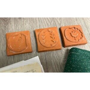 Set Of 3 Vintage Springerle Cookie Molds Christmas Ceramic Terra Cotta + Recipe